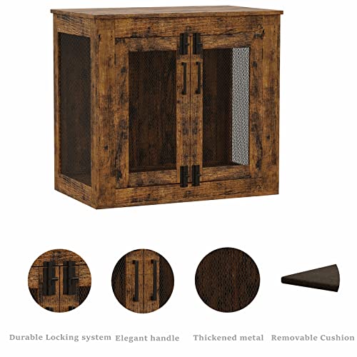 Rustic Brown Wooden Dog Crate Table - Small Dogs