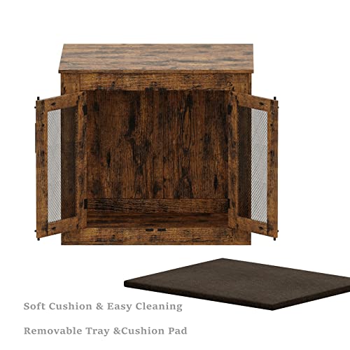 Rustic Brown Wooden Dog Crate Table - Small Dogs