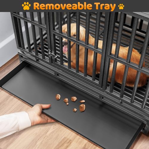 Gimars XXL Dog Crate with Lockable Wheels & Triple Doors