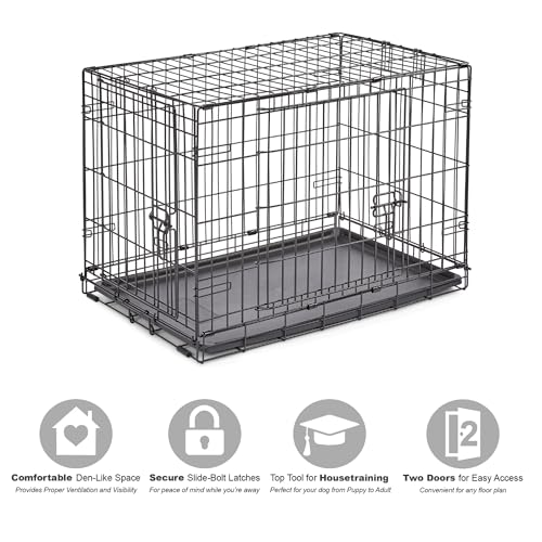 New Enhanced Double Door Dog Crate, 30-Inch