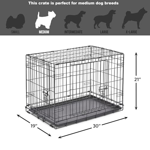 New Enhanced Double Door Dog Crate, 30-Inch
