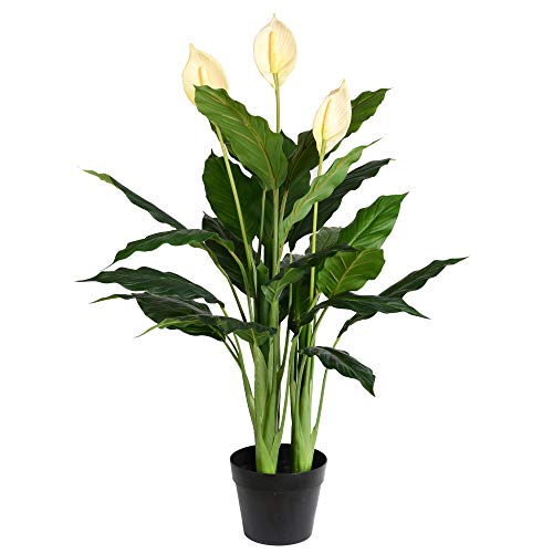 Realistic Faux Peace Lily Plant for Home/Office Decor.