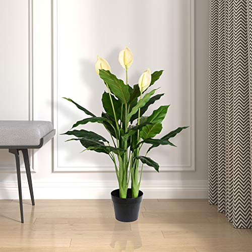 Realistic Faux Peace Lily Plant for Home/Office Decor.