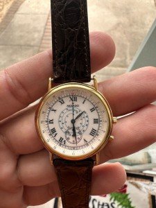 1990 Movado Chronograph Monopusher Gilt Watch 33mm