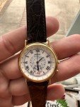 1990 Movado Chronograph Monopusher Gilt Watch 33mm