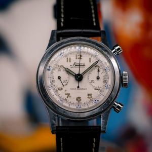 Minerva 1940s Vintage Chronograph Monopusher Watch