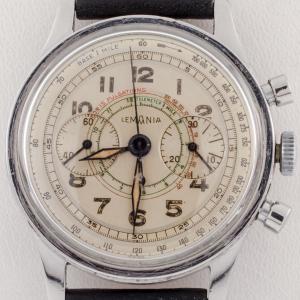 Lemania 15TL Monopusher Chronograph Watch with Leather Band