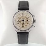 Lemania 15TL Monopusher Chronograph Watch with Leather Band