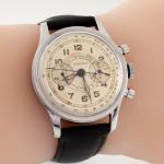 Lemania 15TL Monopusher Chronograph Watch with Leather Band