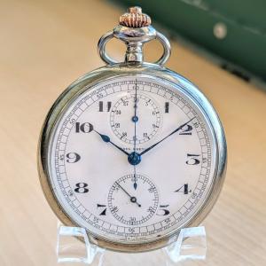 Paul Breton Openface Monopusher Chronograph Pocket Watch
