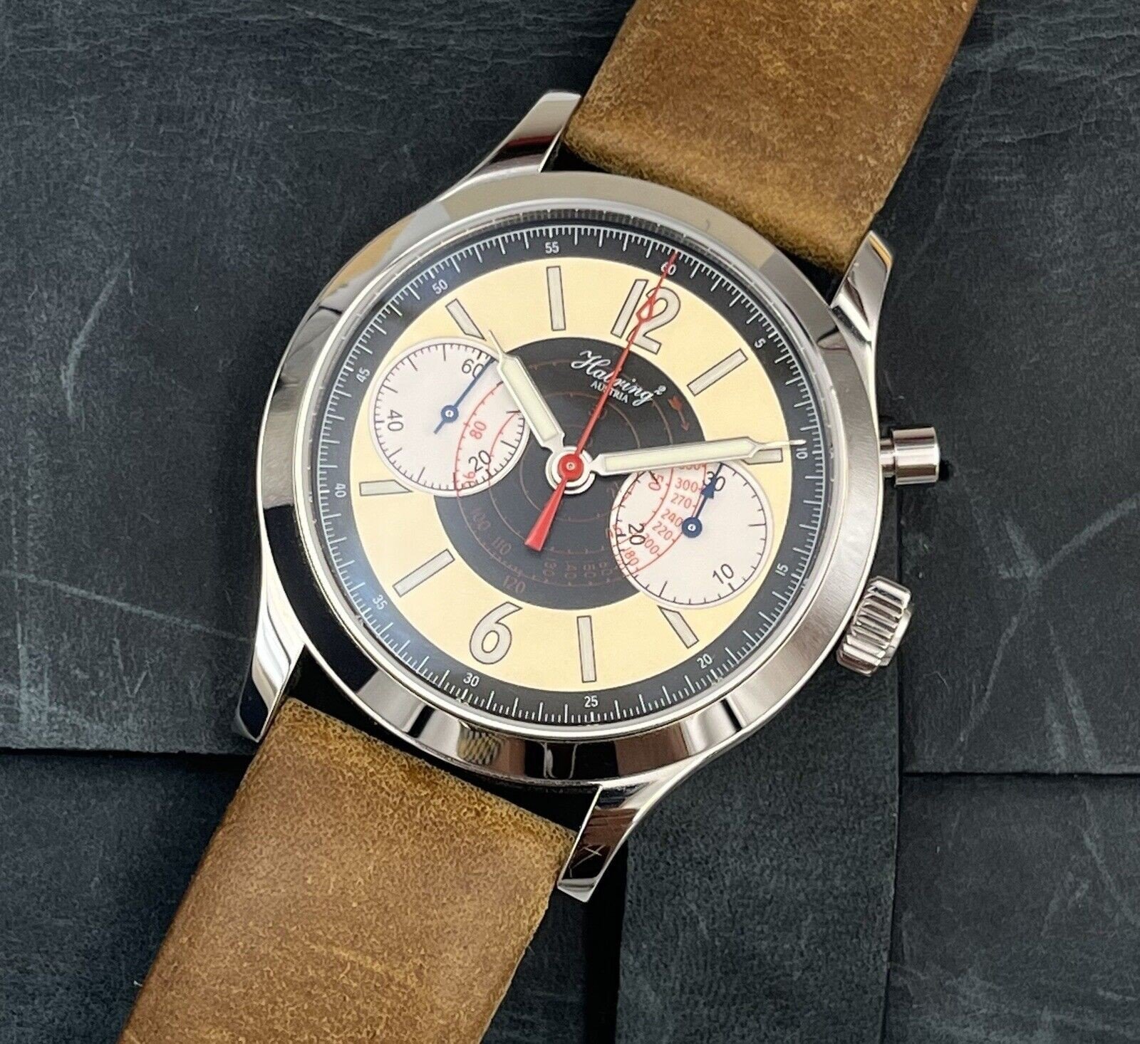 Habring 2 Beige Panda Monopusher Chronograph Watch