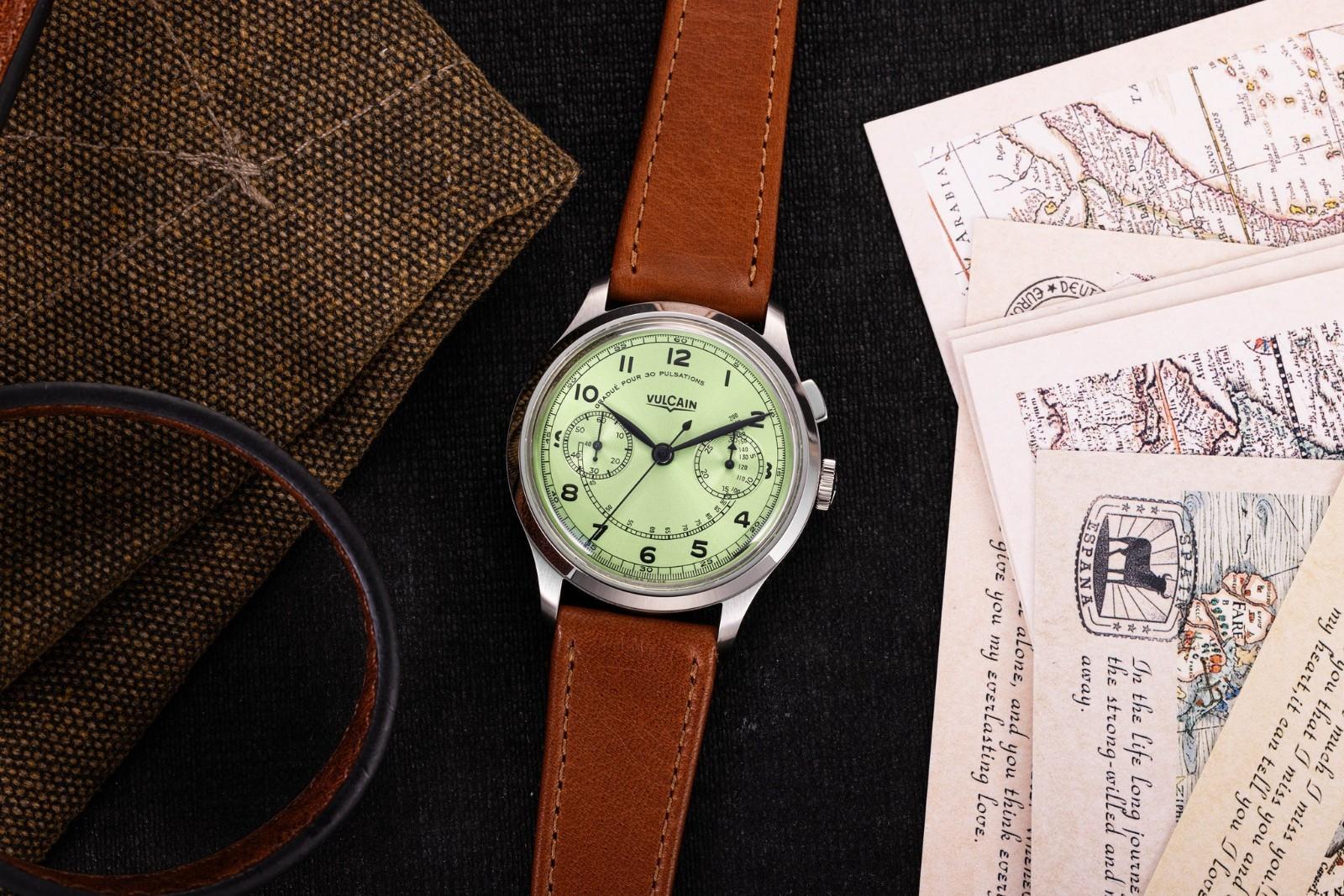 Vulcain Heritage Green 39mm Monopusher Chronograph