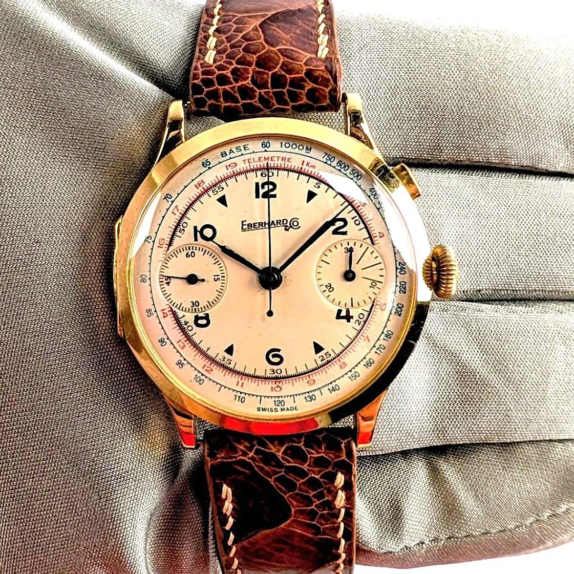 Eberhard & Co. Vintage 18K Monopusher Chronograph