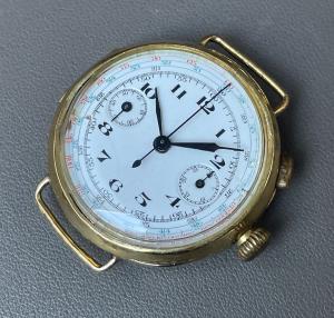 18k Gold WW1 Monopusher Chronograph with Porcelain Dial