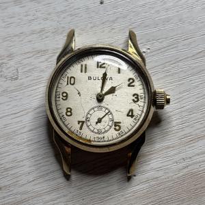 RUNS MISSING CHRONO PARTS 1940s Bulova Monopusher Chronograph 10k RGP Watch 10AH