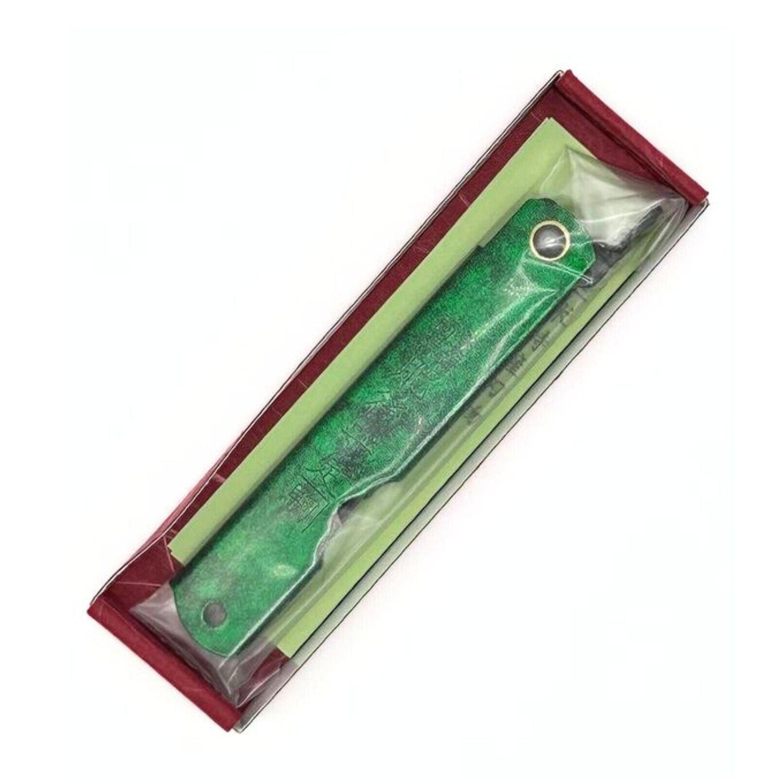 Higonokami Folding Knife, Authentic HISUI Steel, Black & Jade