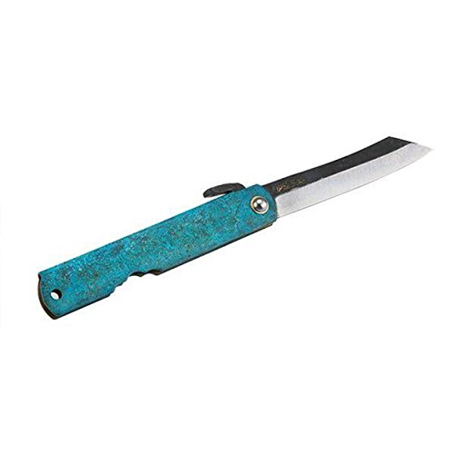 Kanekoma Higonokami Pocketknife - Turquoise Brass Case 75m