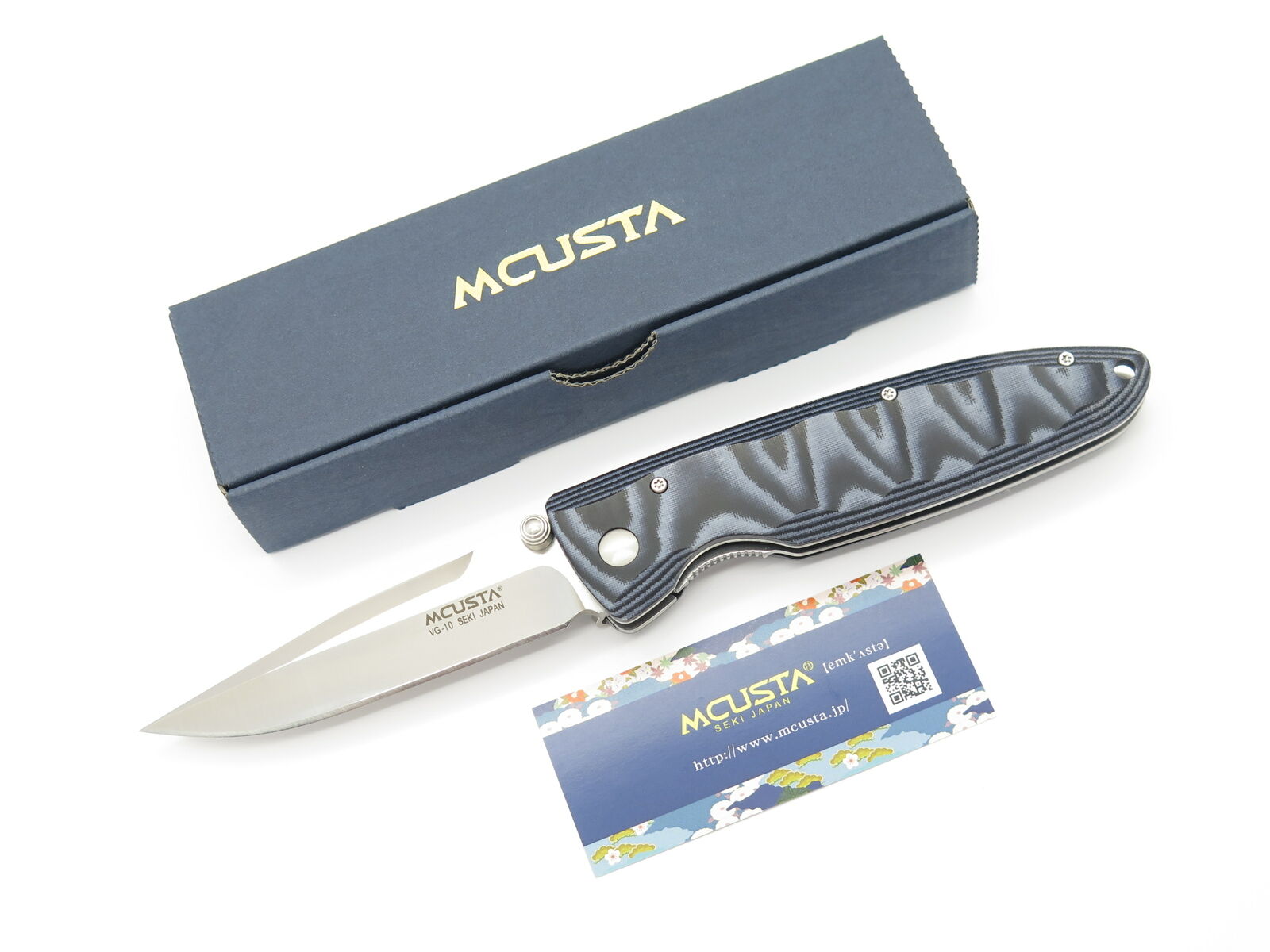 Mcusta Classic Wave Blue Micarta VG-10 Folding Knife