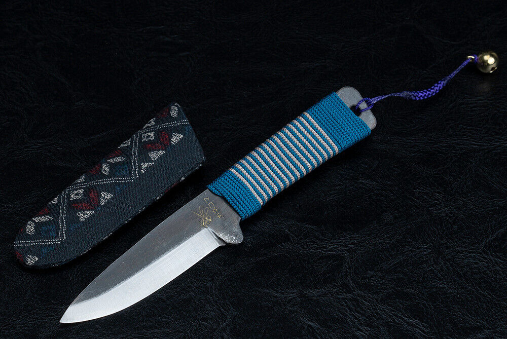 Higonokami Kogatana Bannou Knife: Black Blade, Teal/White Handle