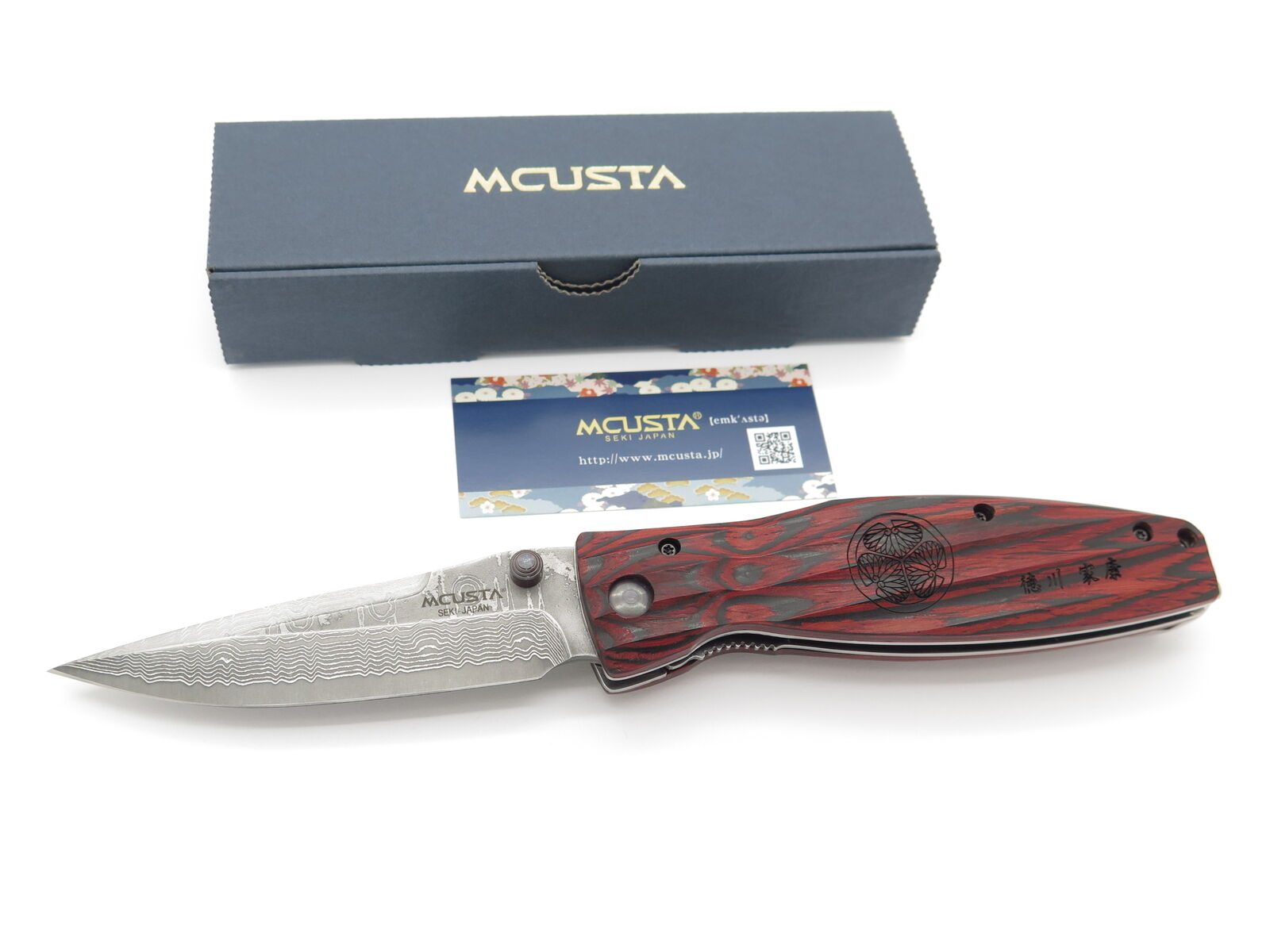Ieyasu Samurai VG-10 Red Damascus Folding Knife