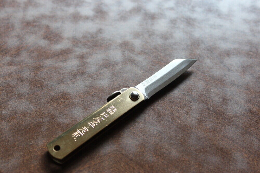 Blue Higonokami pocket knife with 50mm holder