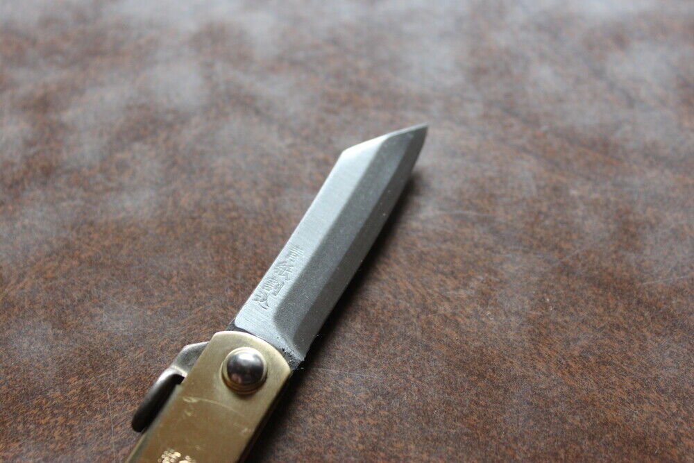 Blue Higonokami pocket knife with 50mm holder