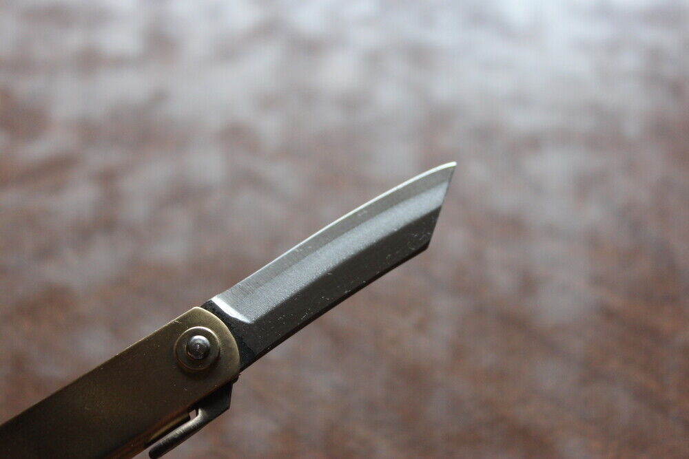 Blue Higonokami pocket knife with 50mm holder