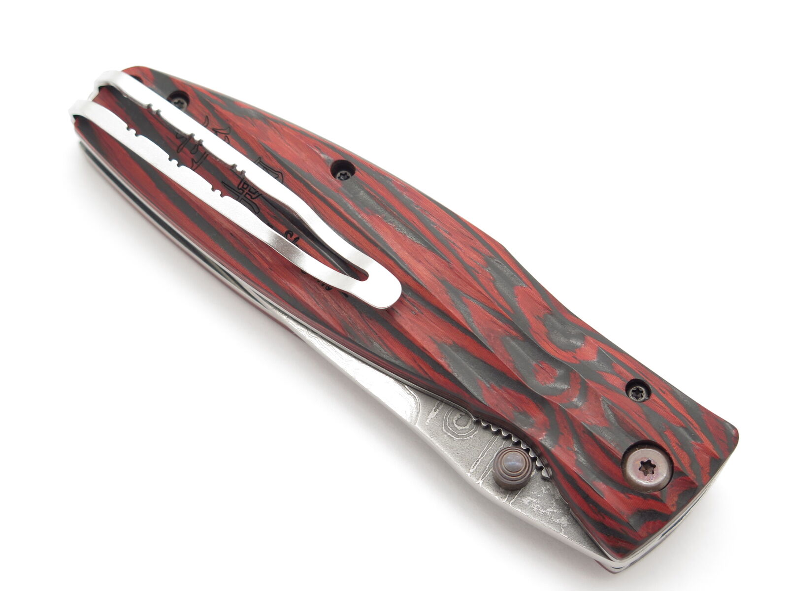 Ieyasu Samurai VG-10 Red Damascus Folding Knife