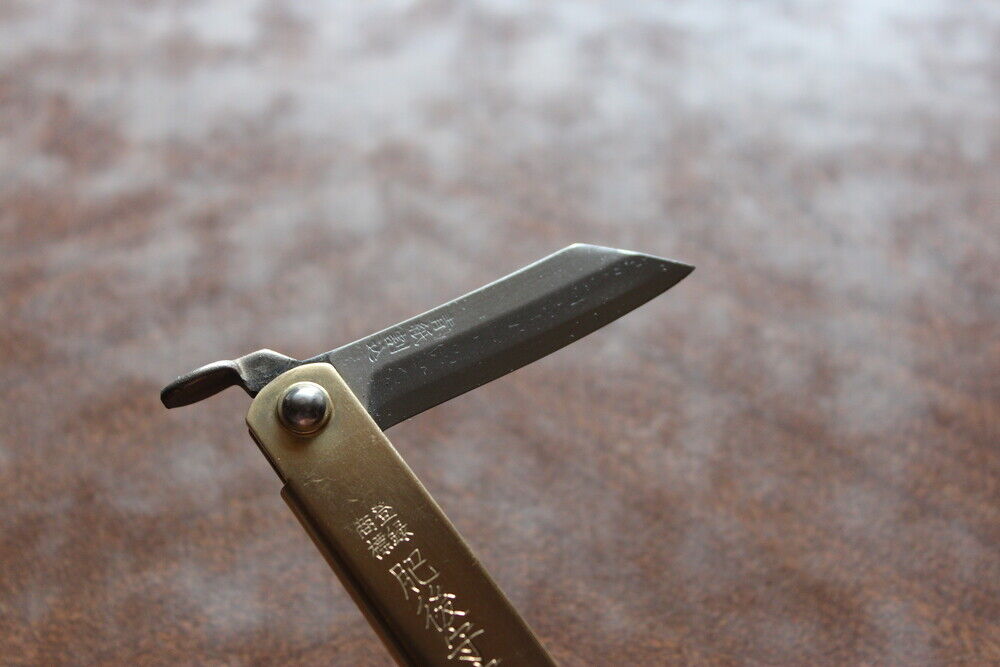 Blue Higonokami pocket knife with 50mm holder