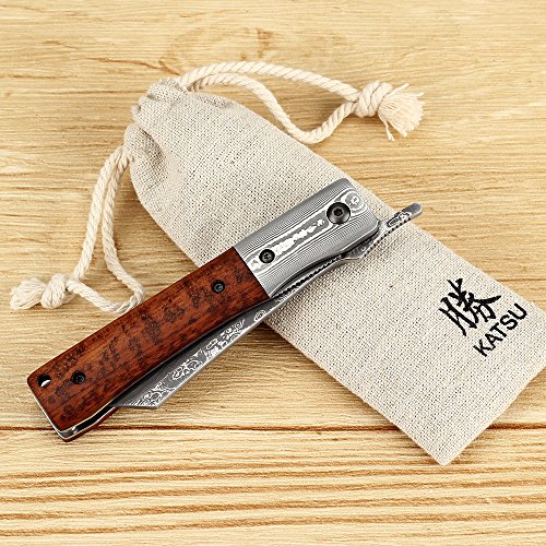 Katsu Handmade Damascus Steel Folding Pocket Knife