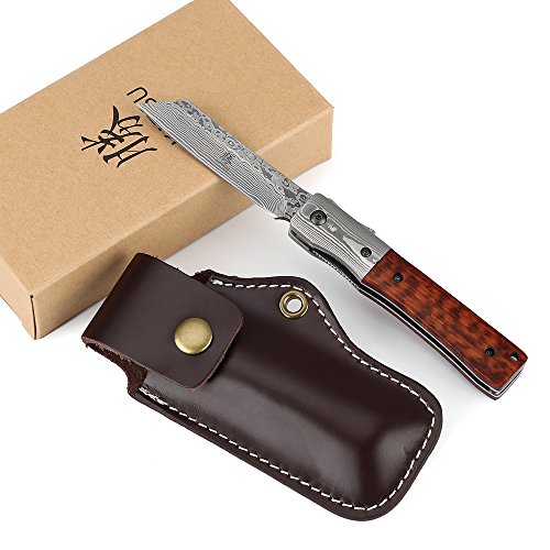 Katsu Handmade Damascus Steel Folding Pocket Knife
