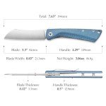 TRIVISA Higonokami Folding Pocket Knife for Men，3.3" 14C28N Satin Camping EDC Knives with Clip Micarta Handle，Norma-04L