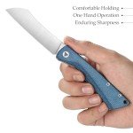 TRIVISA Higonokami Folding Pocket Knife for Men，3.3" 14C28N Satin Camping EDC Knives with Clip Micarta Handle，Norma-04L