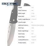 Cold Steel Air Lite Folding Knife with Japanese 10A Steel Blade, Tri-Ad Lock, Pocket Clip and G-10 Handle, Drop Point,Silver/Black