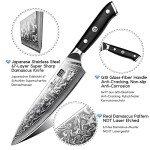SHAN ZU Chef Knife 8 Inch Japanese Steel Damascus Kitchen Knife, Professional Kitchen Knives Sharp High Carbon Super Steel Kitchen Utility Knife