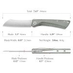 TRIVISA Higonokami Folding Pocket Knife for Men，3.3" 14C28N Stonewash Camping EDC Knives with Clip Micarta Handle，Norma-04G