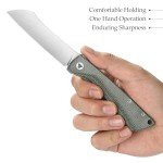 TRIVISA Higonokami Folding Pocket Knife for Men，3.3" 14C28N Stonewash Camping EDC Knives with Clip Micarta Handle，Norma-04G