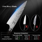 imarku Damascus Chef Knife, 8 inch Kitchen Knife Ultra Sharp Cooking Knife HC German Stainless Steel Japanese Knife for Kitchen, Hand-Hammered Design, Ergonomic Handle, Christmas Gifts for Women/Men