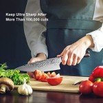 imarku Damascus Chef Knife, 8 inch Kitchen Knife Ultra Sharp Cooking Knife HC German Stainless Steel Japanese Knife for Kitchen, Hand-Hammered Design, Ergonomic Handle, Christmas Gifts for Women/Men