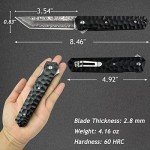 AUBEY Damascus Pocket Knife, Tanto VG10 Core Damascus Steel Folding Knives with Ball Bearing, Aluminum Alloy Non-Slip Handle and Glass Breaker, EDC Damascus Knife for Men Women (Black)