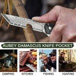 AUBEY Damascus Pocket Knife, Tanto VG10 Core Damascus Steel Folding Knives with Ball Bearing, Aluminum Alloy Non-Slip Handle and Glass Breaker, EDC Damascus Knife for Men Women (Black)