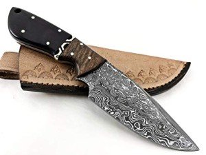 MATA BLADES 8.5 INCH Fixed Blade Black Horn and Rose Wood Custom Handmade Damascus Knife