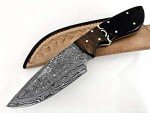 MATA BLADES 8.5 INCH Fixed Blade Black Horn and Rose Wood Custom Handmade Damascus Knife