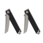 StatGear Pocket Samurai Micro Folding Knife - Everyday Carry 440C Stainless Steel Tanto Blade - Higonokami Style EDC Knife with Keychain Loop - Black/Black