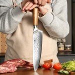 YUSOTAN Damascus Japanese Chef Knife 8 inch Cooking Knife Super Sharp Damascus kitchen Knife High Carbon Stainless Steel Meat Knife and BBQ Knife with Ergonomic Solid Wood Handle（Gift Box）