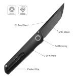 Miki Folding Pocket Knife,3.6-Inch Tanto D2 Plain Blade,G-10 Outdoor Camping Hiking Knife,Pocket Samurai Folding Knife,Unique Tool Gift for EDC Men Women