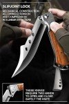 Long Blade Folding Knife - Sharp Hunting Hiking Camping Tactical Survival Work Knives for Men Women - Foldable Large Knife with Rosewood Handle - Fits any Knife Sharpener - Stocking Stuffers Gifts 4172