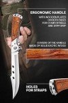 Long Blade Folding Knife - Sharp Hunting Hiking Camping Tactical Survival Work Knives for Men Women - Foldable Large Knife with Rosewood Handle - Fits any Knife Sharpener - Stocking Stuffers Gifts 4172