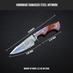 BIGCAT ROAR 10″ PATENTED Handmade Damascus Hunting Knife with Leather Sheath - Ideal for Skinning, Camping, Outdoor - EDC Fixed Blade Bushcraft Knife with Walnut Wood Handle - Predator Hunter
