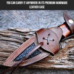 BIGCAT ROAR 10″ PATENTED Handmade Damascus Hunting Knife with Leather Sheath - Ideal for Skinning, Camping, Outdoor - EDC Fixed Blade Bushcraft Knife with Walnut Wood Handle - Predator Hunter